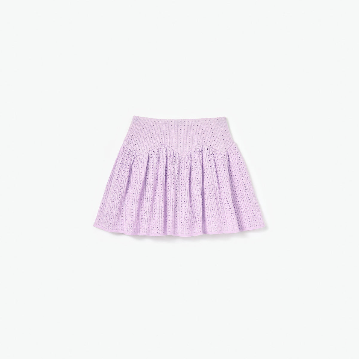 Pembe Ajurlu ve Fitilli Triko Çocuk Etek