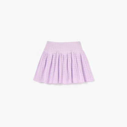 Pembe Ajurlu ve Fitilli Triko Çocuk Etek