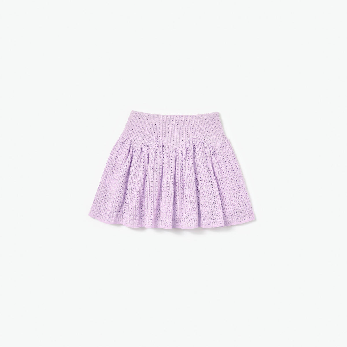 Pembe Ajurlu ve Fitilli Triko Çocuk Etek