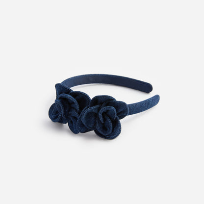 Mavi Çiçek Detaylı Denim Çocuk Taç