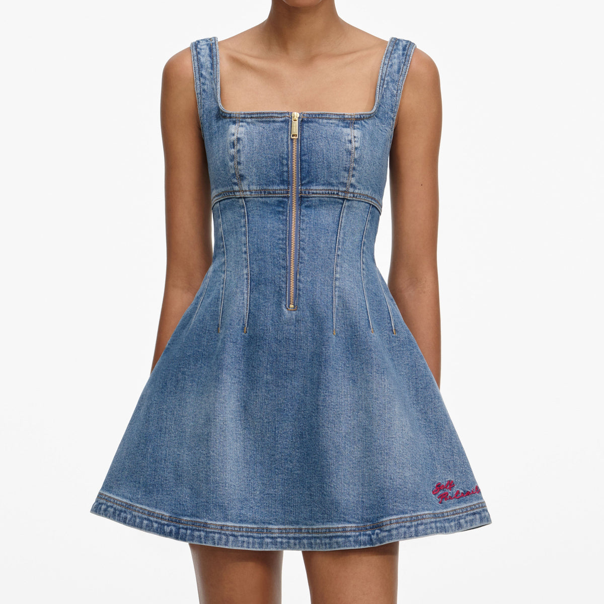 Mavi Denim Kloş Detaylı Mini Elbise