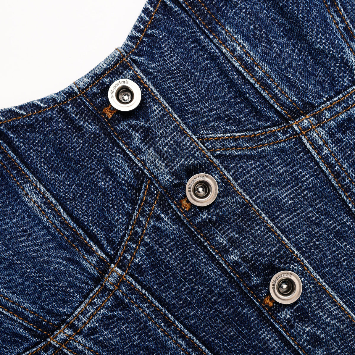Mavi Dikiş Detaylı Denim Korse Büstiyer