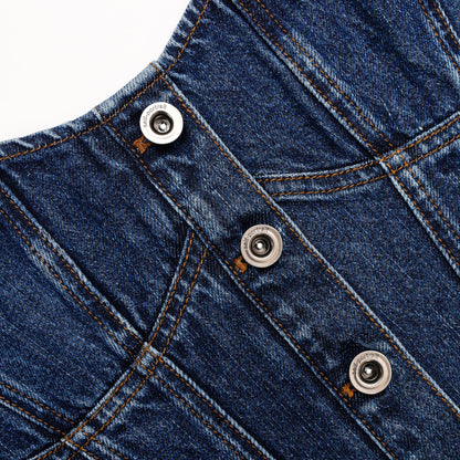 Mavi Dikiş Detaylı Denim Korse Büstiyer