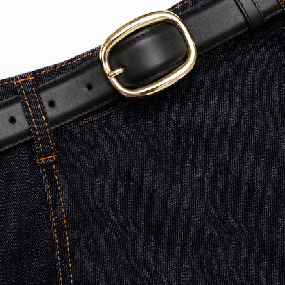 İndigo Denim ve Genişleyen Etek Ucu Detaylı Midi Etek