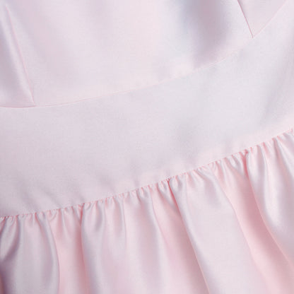 Pembe Tafta Kemerli Midi Elbise