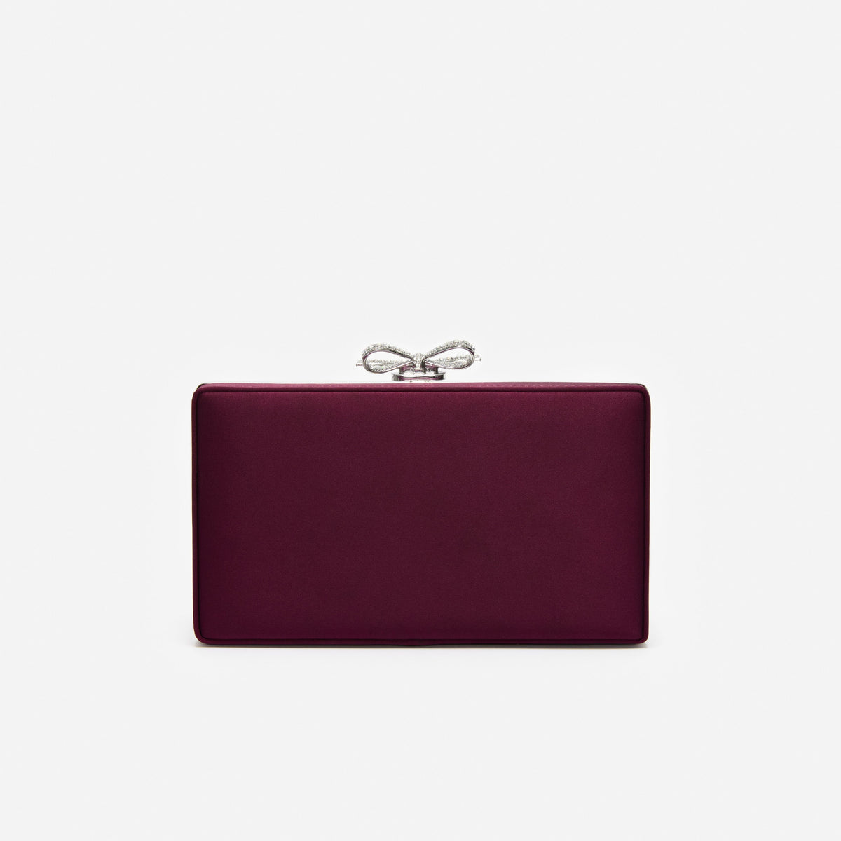 Bordo Kristal Örgü Fiyonk Detaylı Mini Clutch Çanta