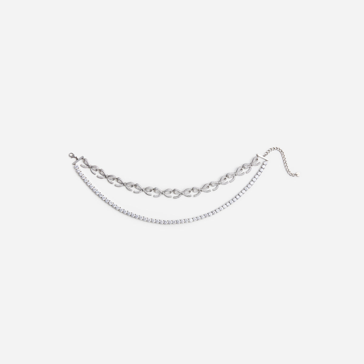 Gümüş Kristal Fiyonk Choker Kolye