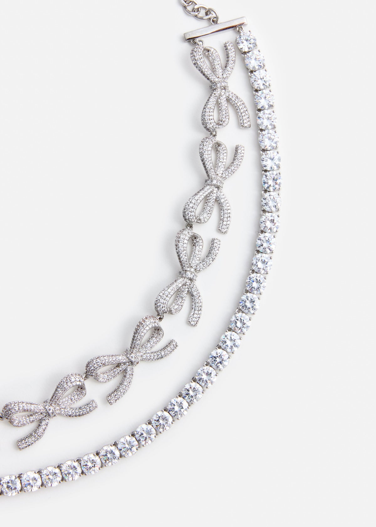 Gümüş Kristal Fiyonk Choker Kolye