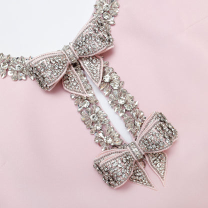 Pembe Krep Mini Elbise