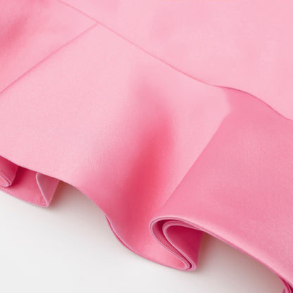 Pembe Tafta Fırfır Detaylı Mini Elbise