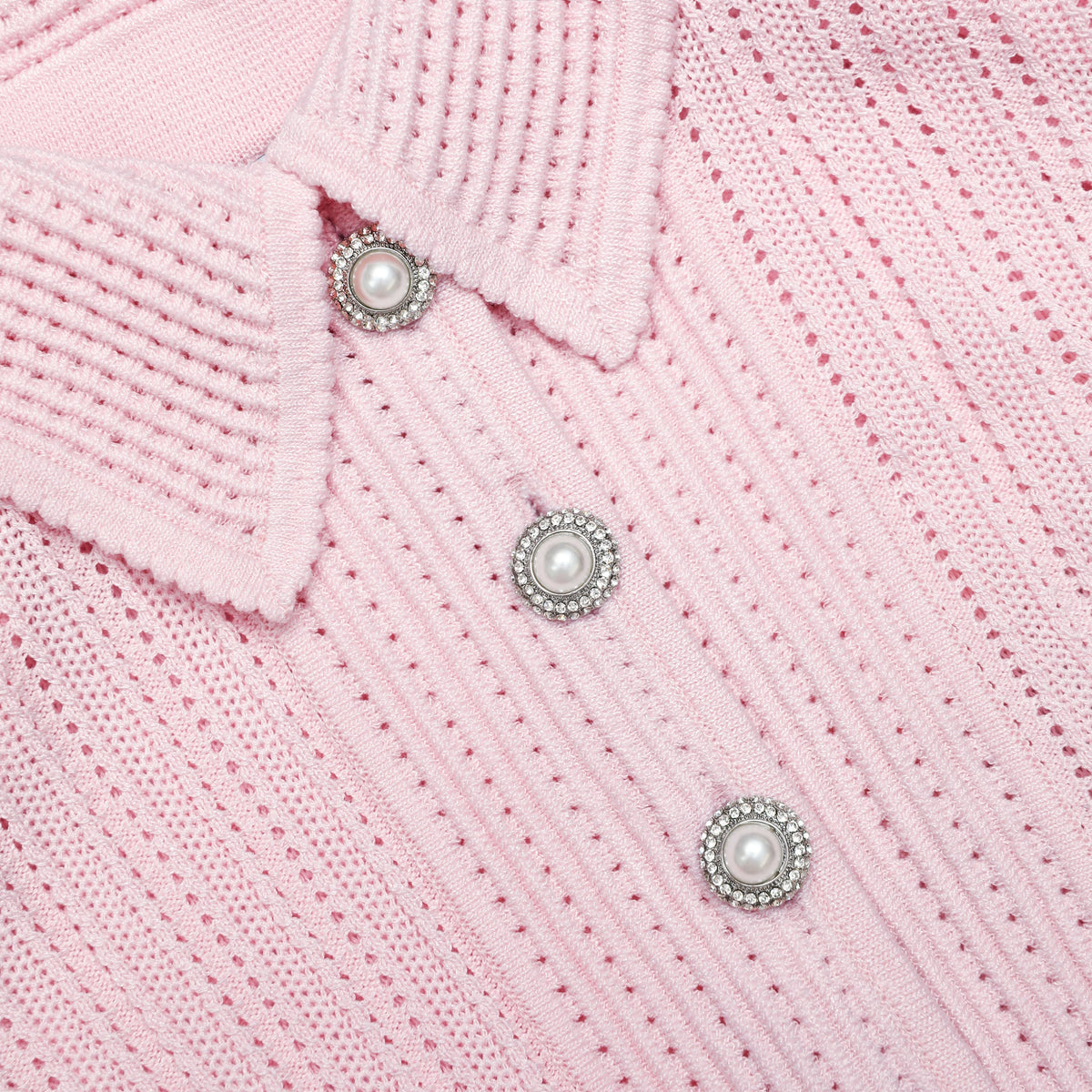 Pembe Ajurlu Peplum Detaylı Triko Midi Elbise