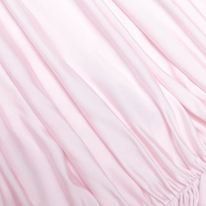 Pembe Drape Detaylı Maksi Elbise
