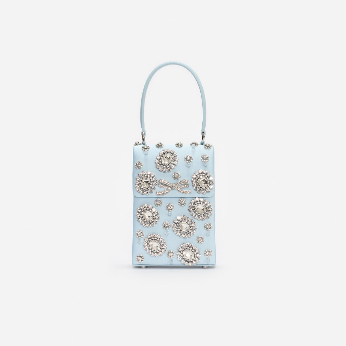 Mavi Kristal ve Fiyonk Detaylı Mini Çanta
