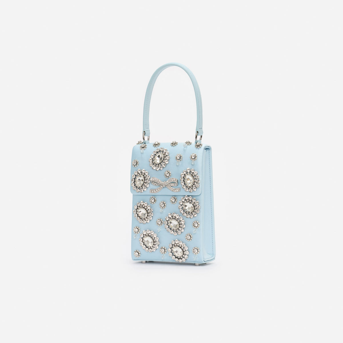 Mavi Kristal ve Fiyonk Detaylı Mini Çanta