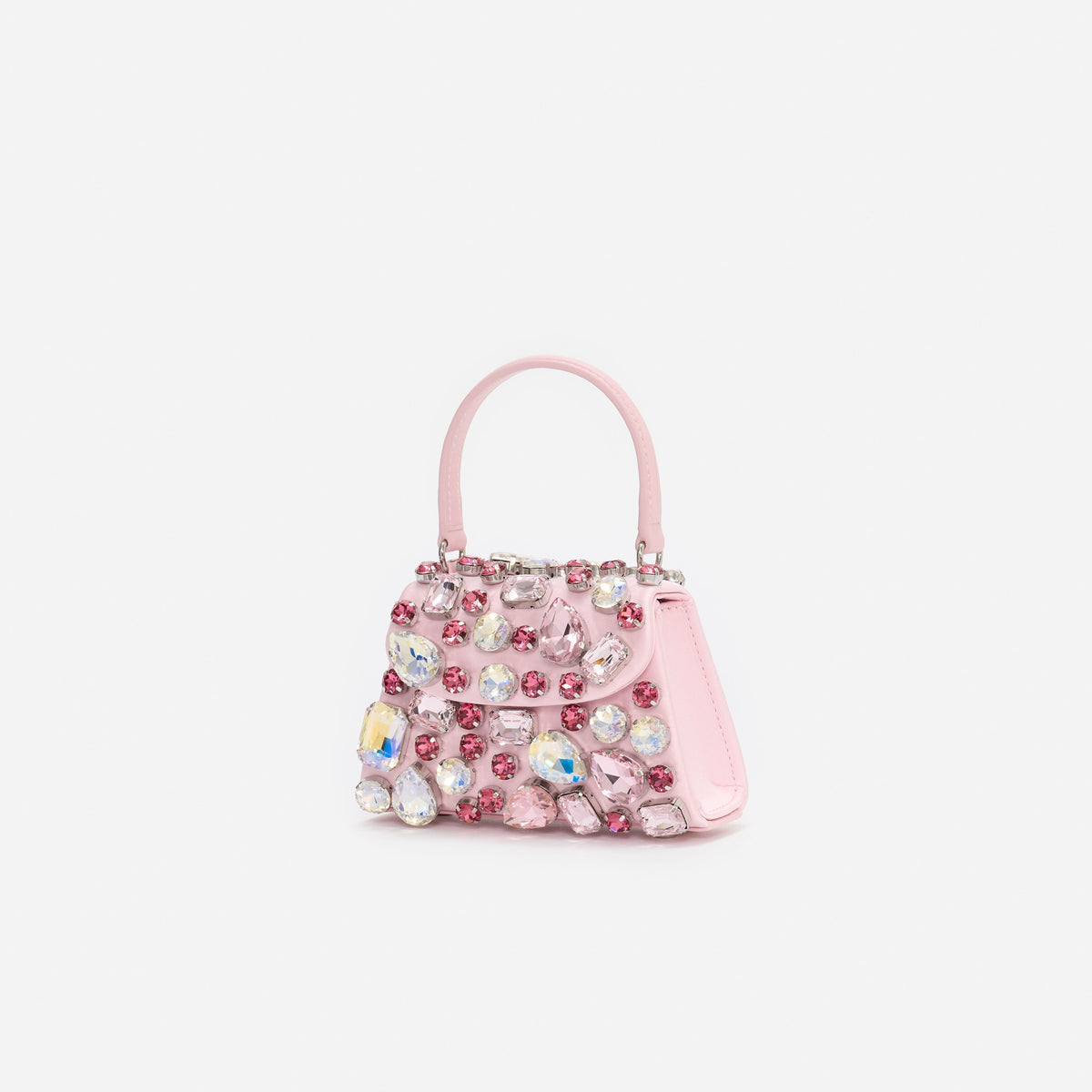 Pembe Çok Renkli Kristal Mini Çanta