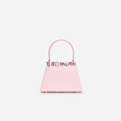 Pembe Çok Renkli Kristal Mini Çanta