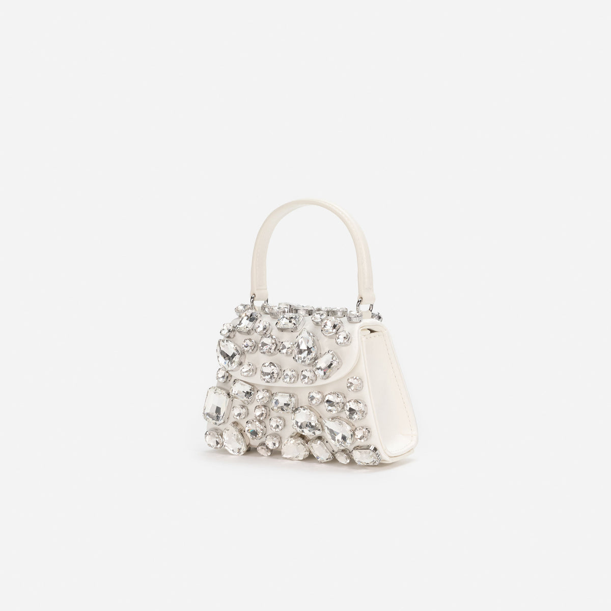 Krem Kristal Detaylı Mini Çanta