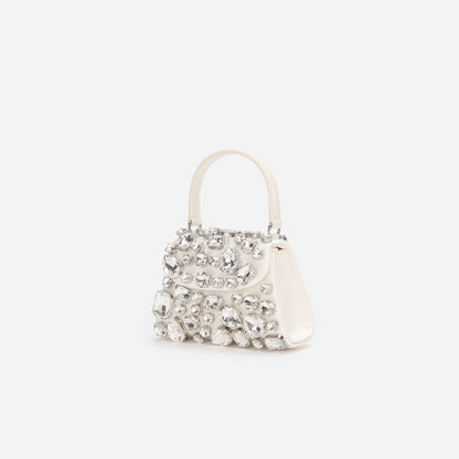 Krem Kristal Detaylı Mini Çanta