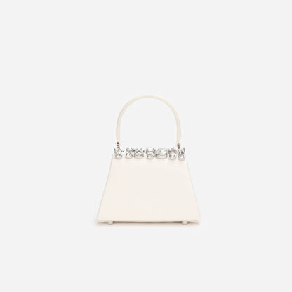 Krem Kristal Detaylı Mini Çanta