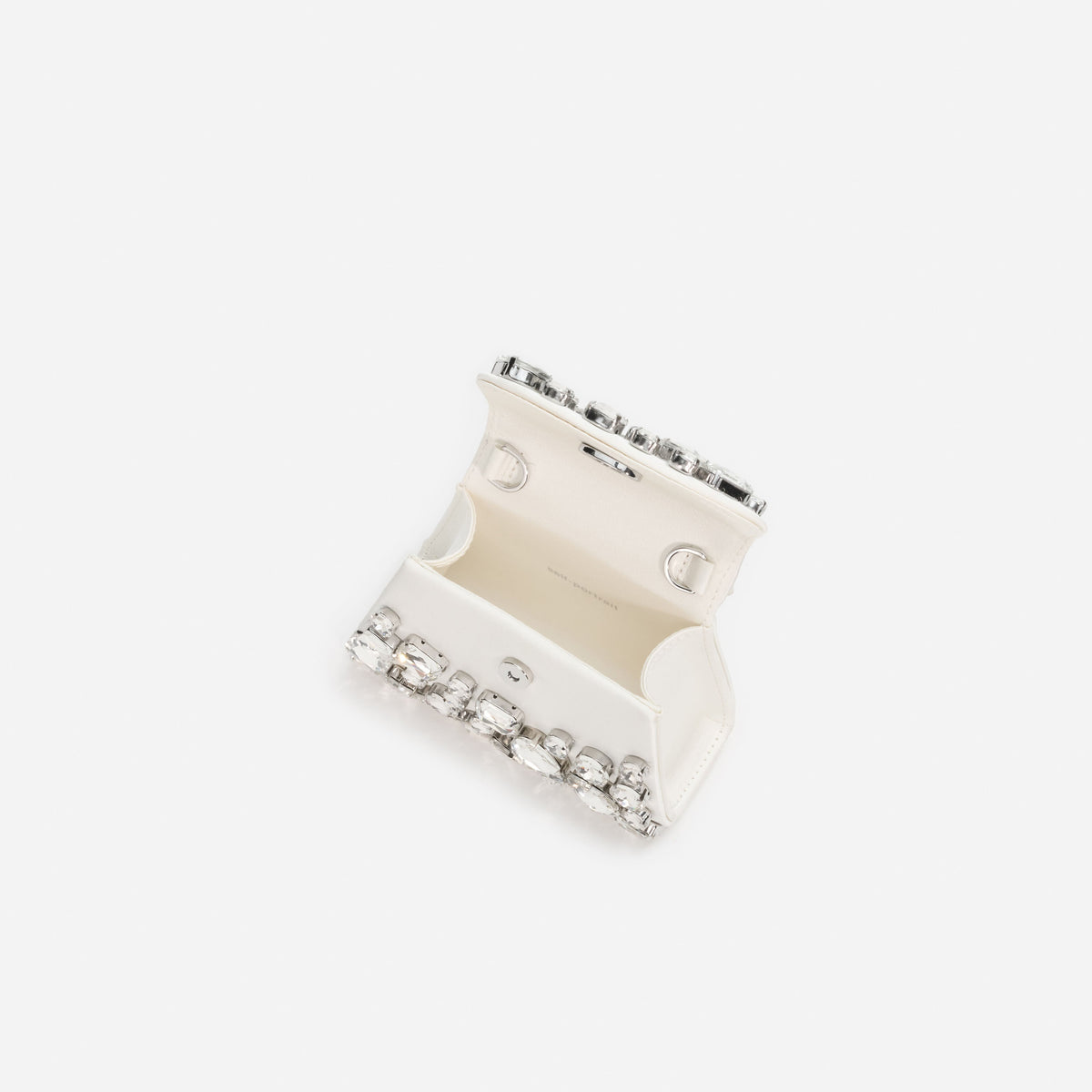 Krem Kristal Detaylı Mini Çanta