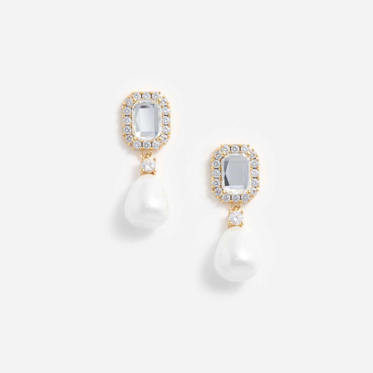Kristal ve İnci Detaylı Sallantılı Küpe