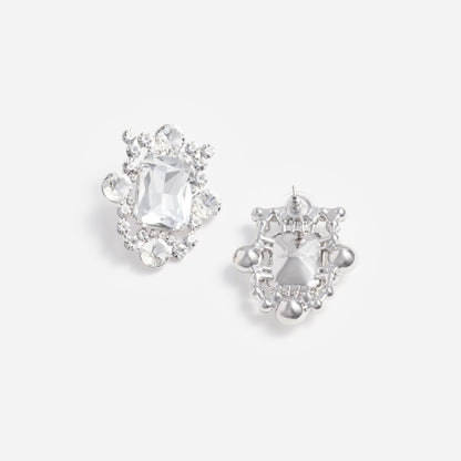 Gümüş Kristal Detaylı Küpe