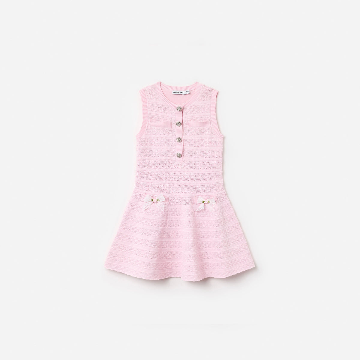 Pembe Dantel Fiyonk Detaylı Çocuk Triko Elbise