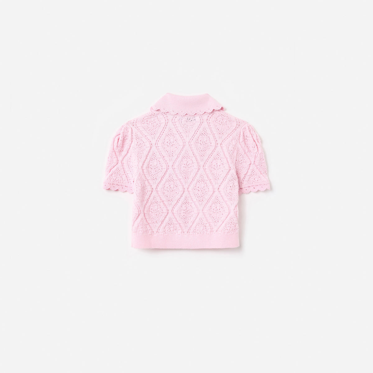 Pembe Çiçek Nakışlı Triko Çocuk Üst