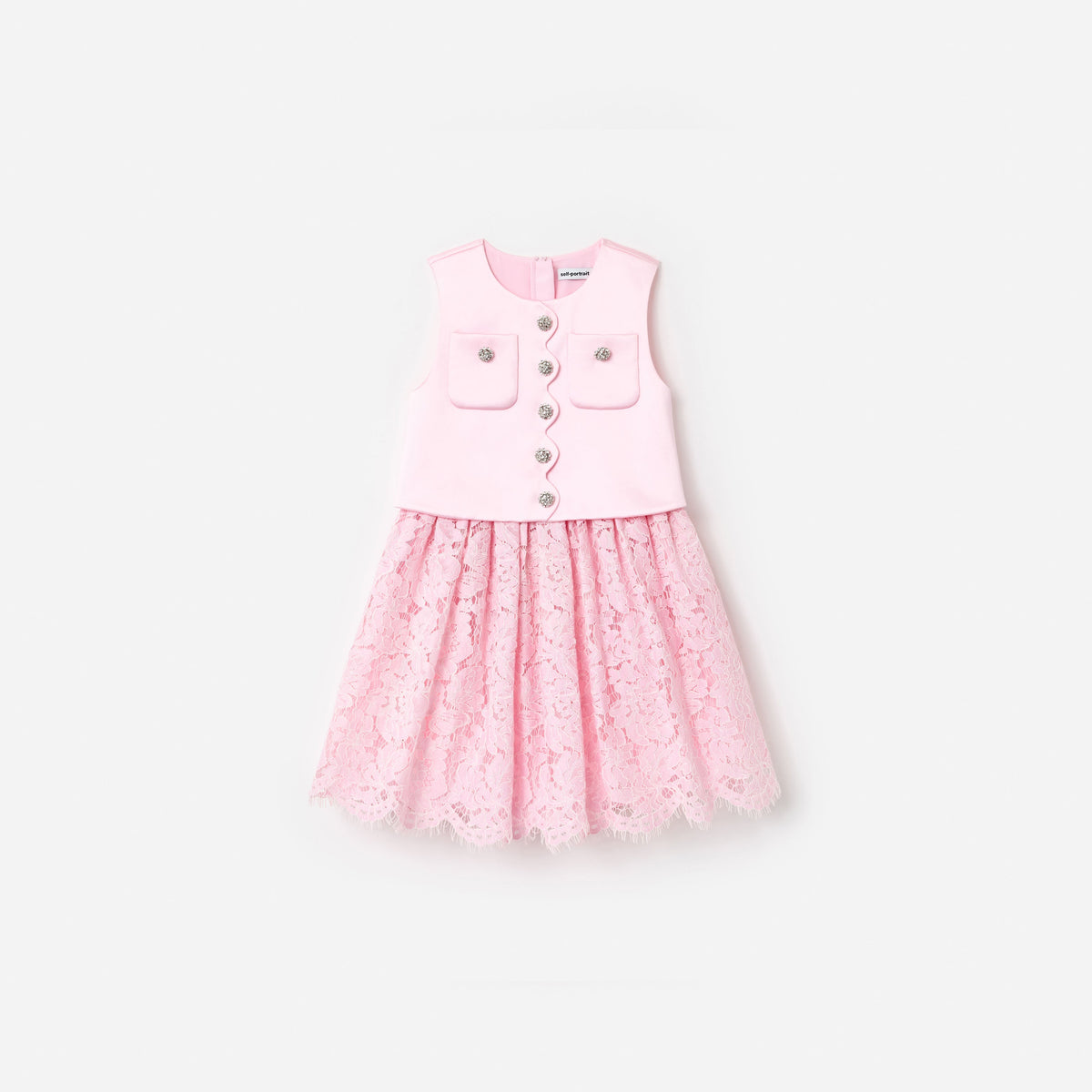 Pembe Saten Dantel Çocuk Elbise