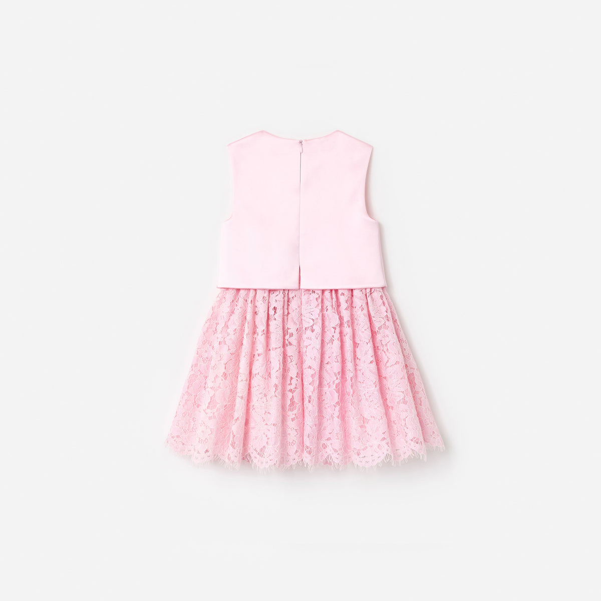 Pembe Saten Dantel Çocuk Elbise