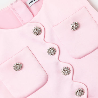 Pembe Saten Dantel Çocuk Elbise
