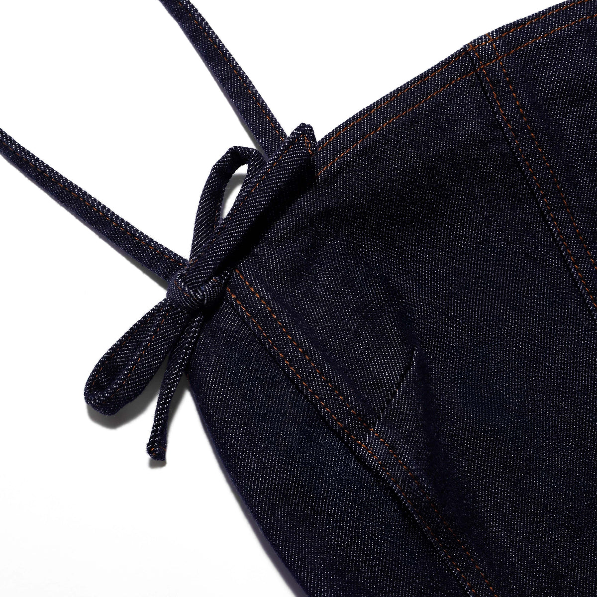 İndigo Fiyonk ve Sırt Dekolte Detaylı Denim Tulum