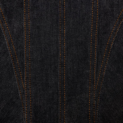 İndigo Denim Fiyonk Detaylı Mini Elbise