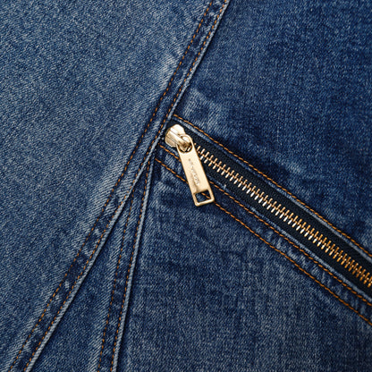 Mavi Geniş Etekli Denim Mini Elbise