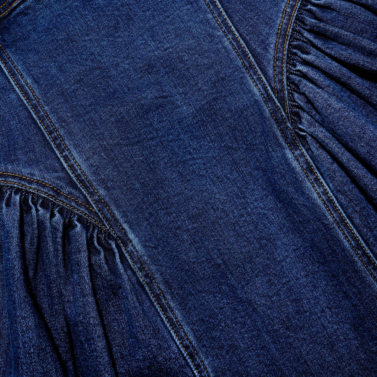 Koyu Mavi Düşük Bel Denim Mini Elbise